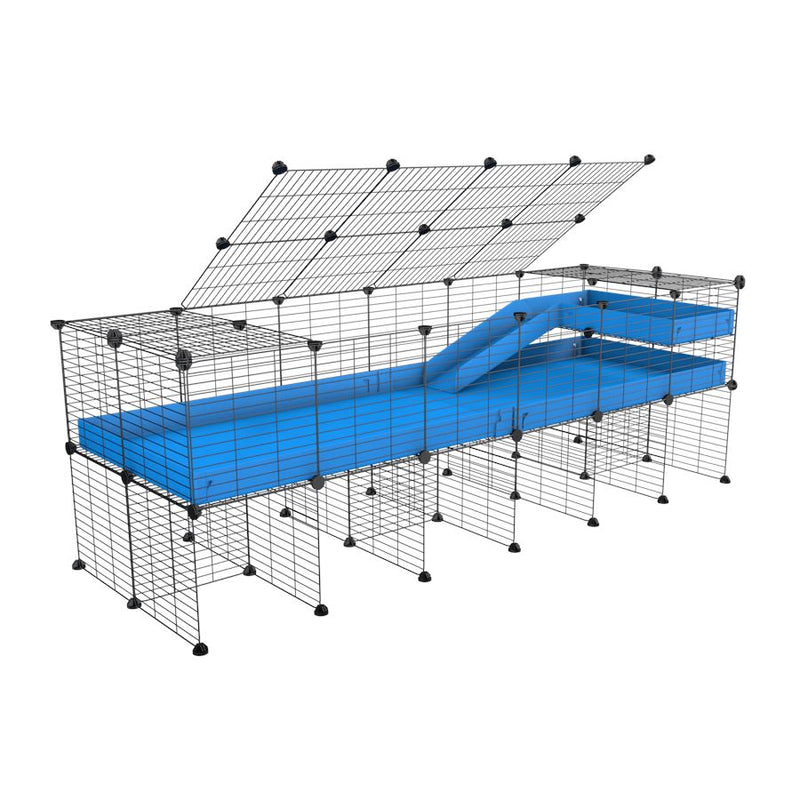 A 2x6 C and C guinea pig cage with stand loft ramp lid small size meshing safe grids blue correx sold in UK