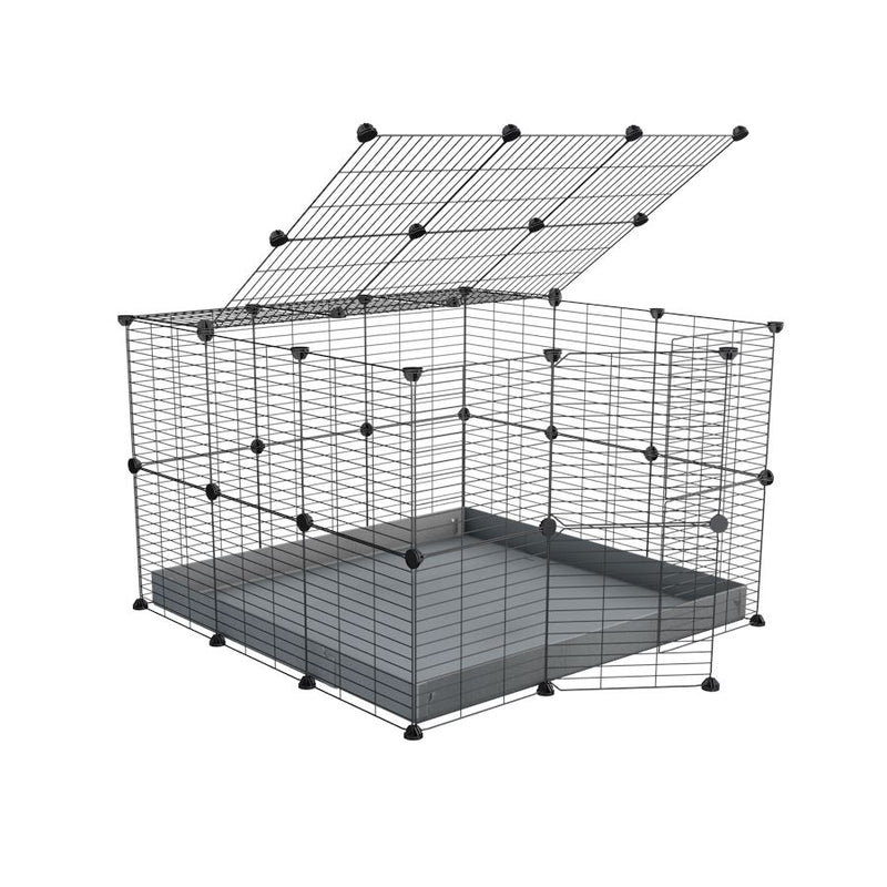 A 3x3 C and C rabbit cage with lid and safe baby bars grids grey coroplast by kavee UK