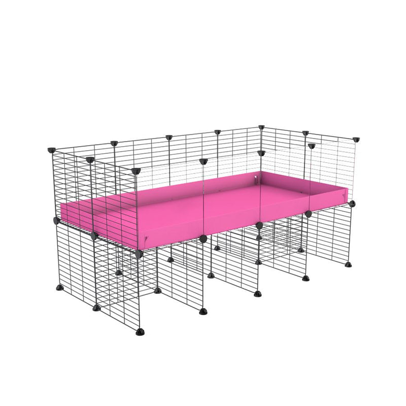 a 4x2 CC cage with clear transparent plexiglass acrylic panels  for guinea pigs with a stand pink correx and grids sold in UK by kavee