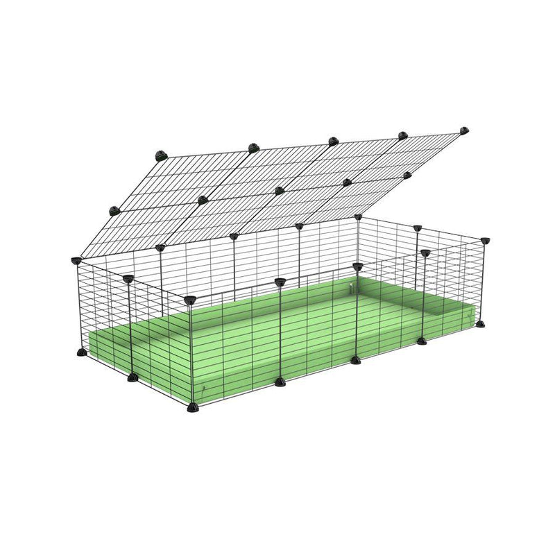 A 2x4 C and C cage for guinea pigs with green pastel pistachio coroplast a lid and small hole grids from brand kavee