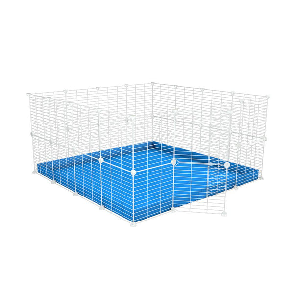 A 4x4 C&C rabbit cage with safe baby bars white C and C grids blue coroplast by kavee UK