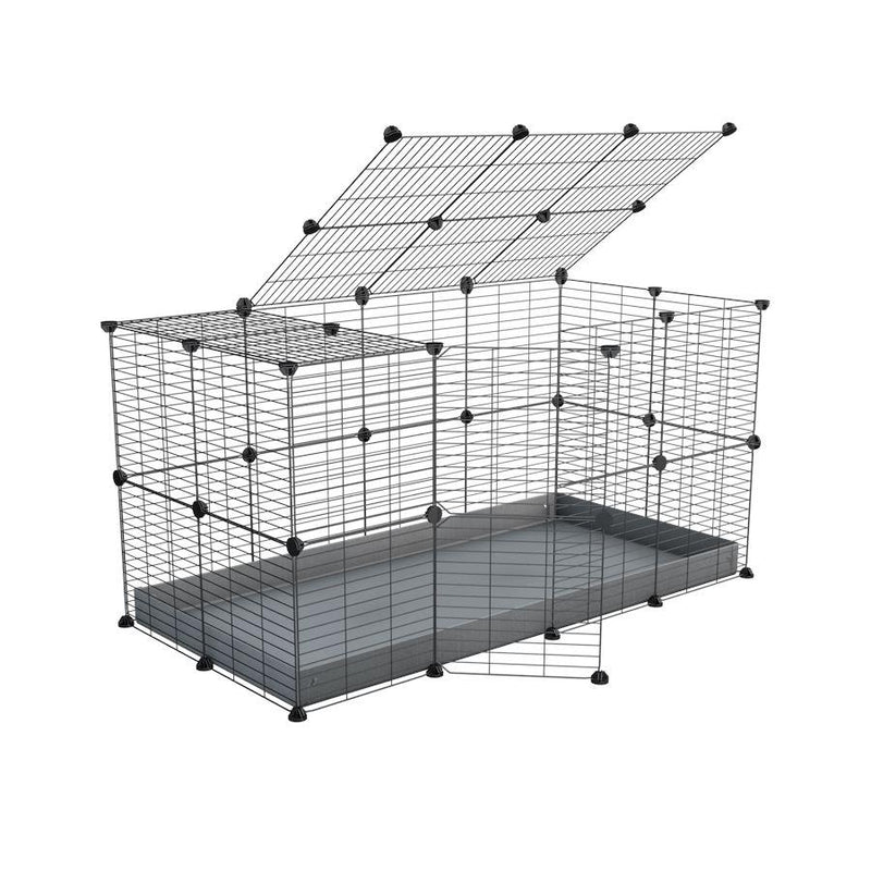 A 4x2 C&C rabbit cage with top and safe baby bars grids grey coroplast by kavee UK