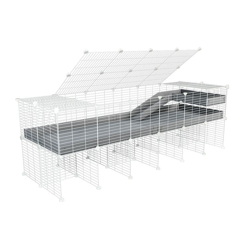 A 2x6 C and C guinea pig cage with stand loft ramp lid small size meshing safe white grids grey correx sold in UK