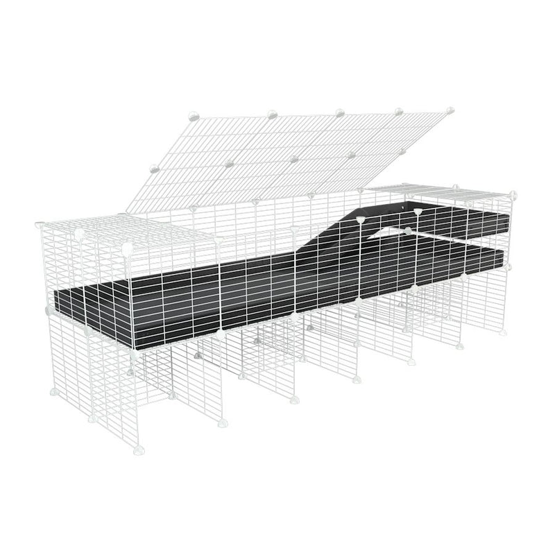A 2x6 C and C guinea pig cage with stand loft ramp lid small size meshing safe white grids black correx sold in UK