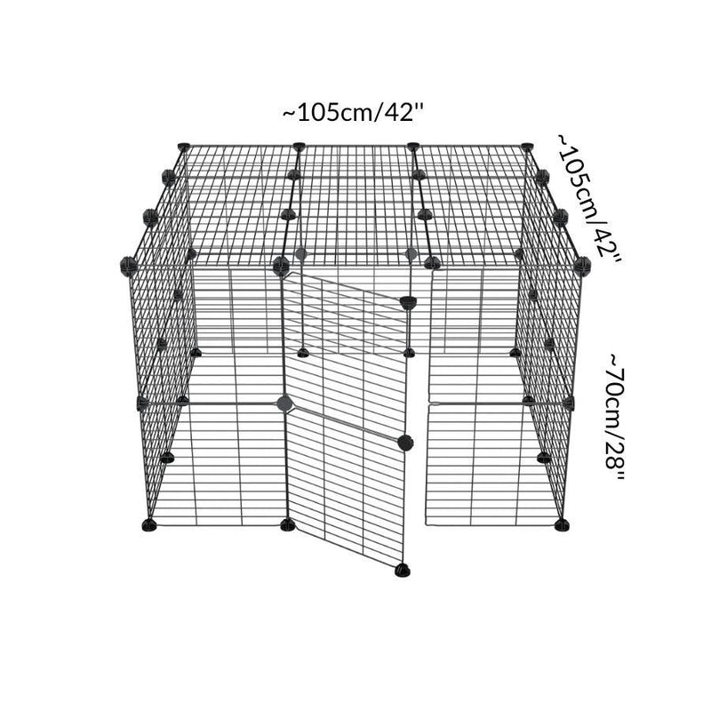Dimensions of a tall 3x3 outdoor modular playpen with a lid and baby C and C grids for guinea pigs or Rabbits by brand kavee 
