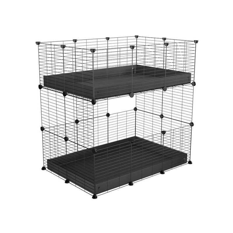 A two tier 3x2 c&c cage for guinea pigs with two levels black correx baby safe grids by brand kavee in the uk