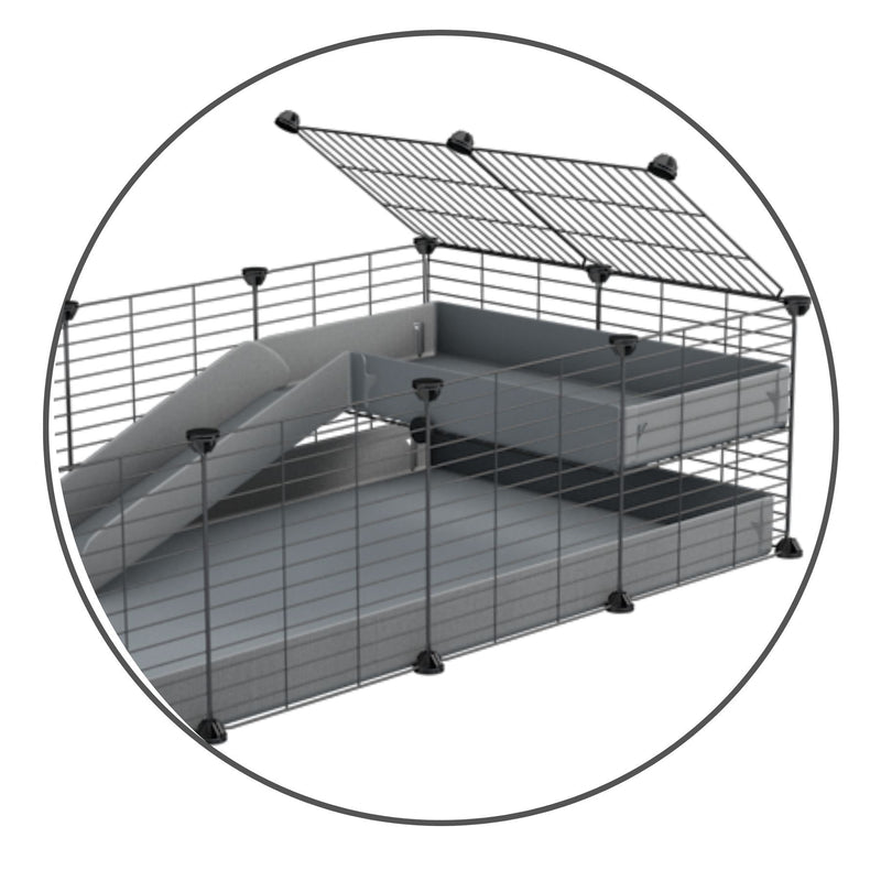 A set containing a grey coroplast ramp and 1x2 loft and baby safe C and C grids by kavee uk