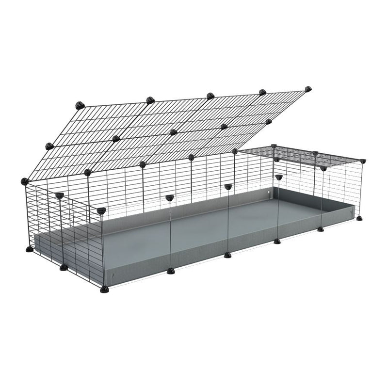 A 2x5 C and C cage with clear transparent plexiglass acrylic grids  for guinea pigs with grey coroplast a lid and small hole grids from brand kavee