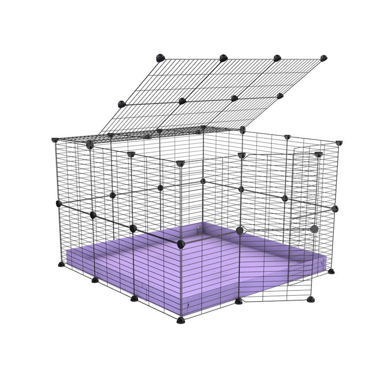 A 3x3 C and C rabbit cage with lid and safe small meshing grids purple coroplast by kavee UK