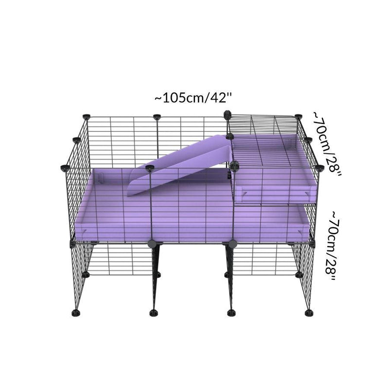 Size of a 3x2 CC guinea pig cage with stand loft ramp small mesh grids purple lilac pastel corroplast by brand kavee