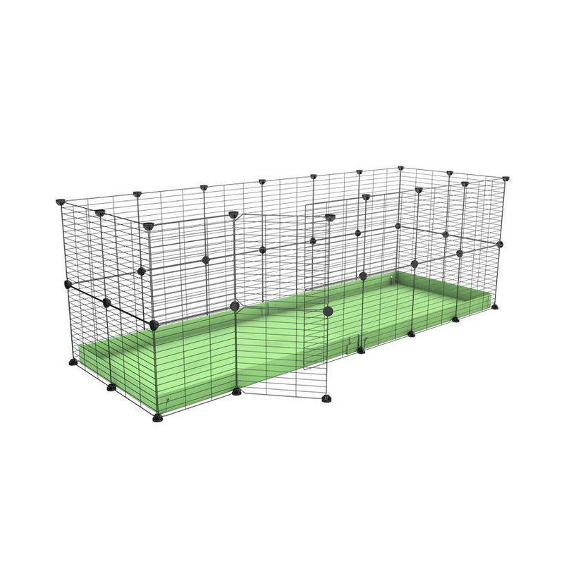 A 6x2 C and C rabbit cage with safe small size hole baby grids and green pastel coroplast by kavee UK
