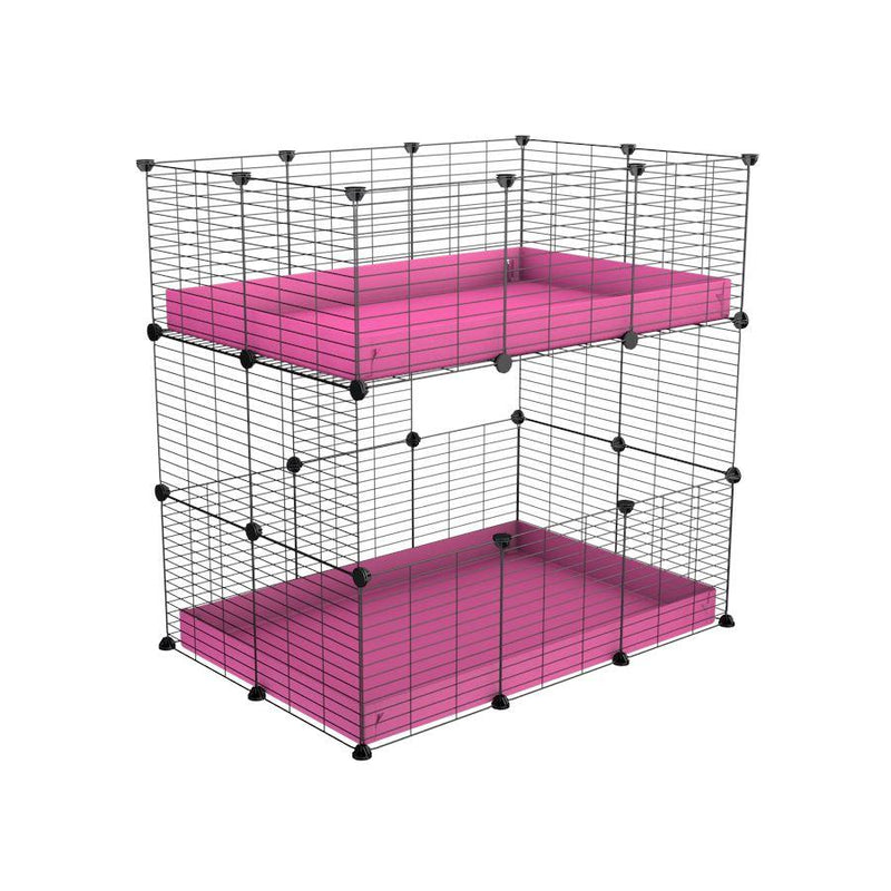 A two tier 3x2 c&c cage for guinea pigs with two levels pink correx baby safe grids by brand kavee in the uk
