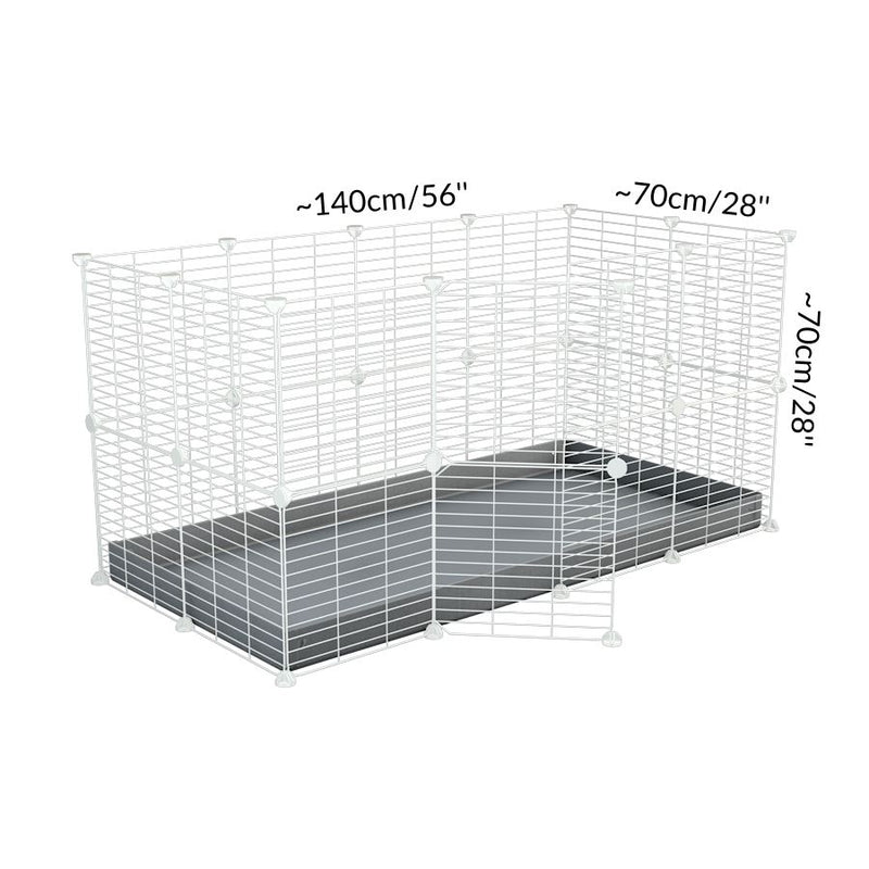 Size of A 4x2 C&C rabbit cage with a lid and safe small meshing baby bars white C&C grids and grey coroplast by kavee UK