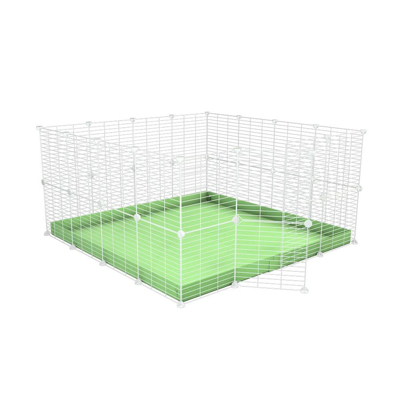 A 4x4 C&C rabbit cage with safe small mesh white C and C grids green pistachio coroplast by kavee UK