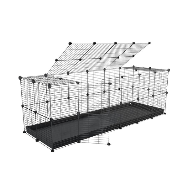 A 6x2 C and C rabbit cage with lid and safe baby grids black coroplast by kavee UK