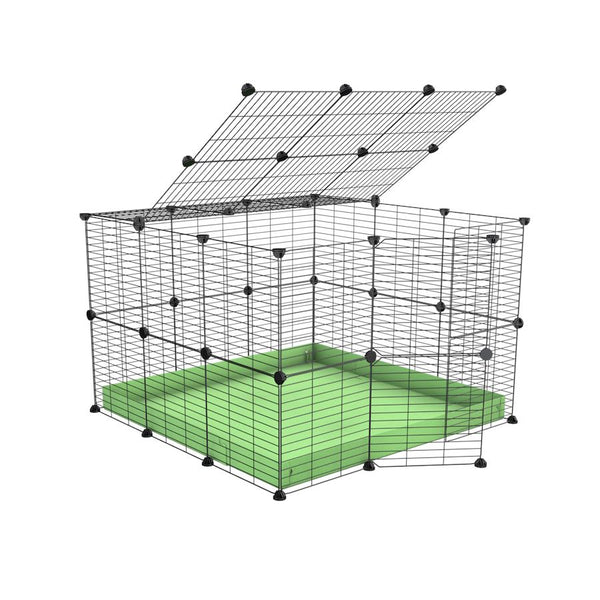 A 3x3 C and C rabbit cage with lid and safe baby grids green pastel coroplast by kavee UK