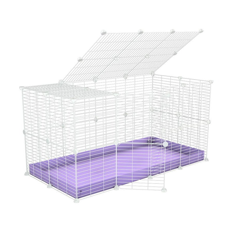 A 4x2 C&C rabbit cage with a top and safe small meshing baby bars white grids and purple coroplast by kavee UK