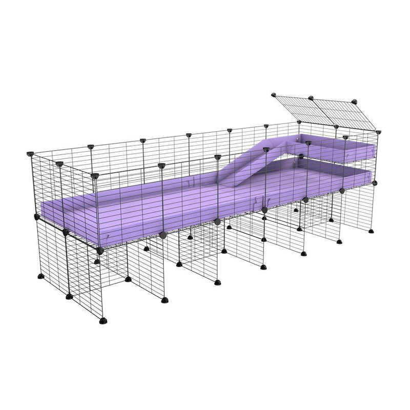 a 6x2 CC guinea pig cage with stand loft ramp small mesh grids purple lilac pastel corroplast by brand kavee
