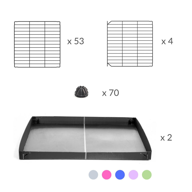 Material for a 6x2 C&C cage for guinea pigs with a stand and a top purple lilac pastel plastic safe grids by kavee