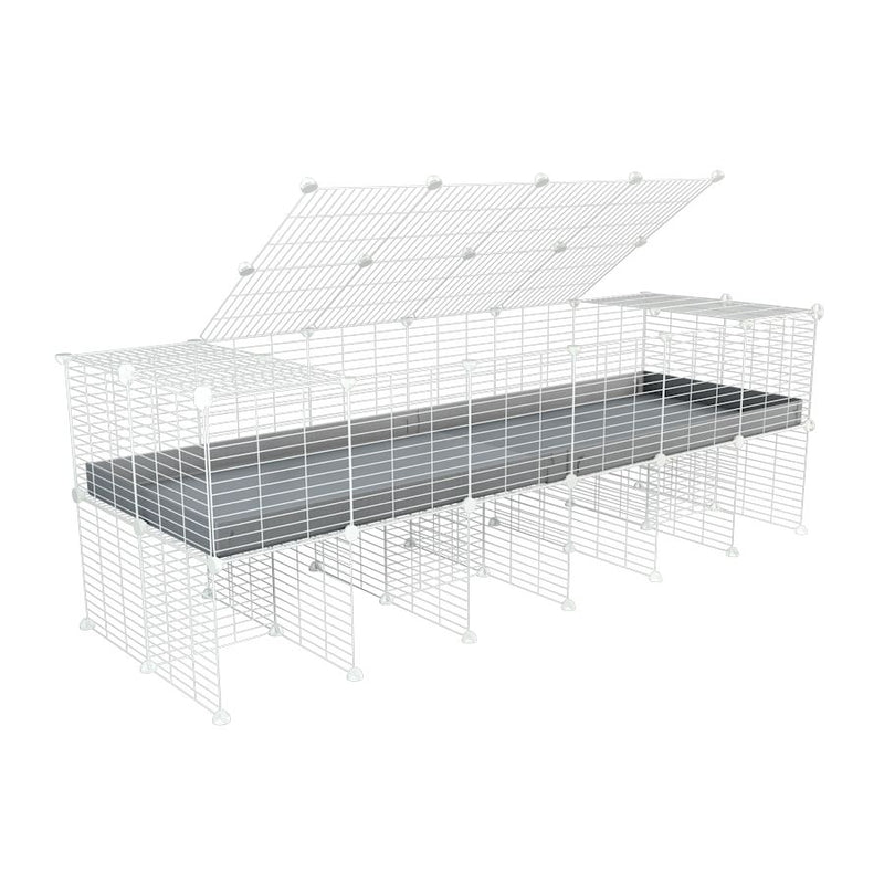 a 6x2 C&C cage for guinea pigs with a stand and a top grey plastic safe white grids by kavee