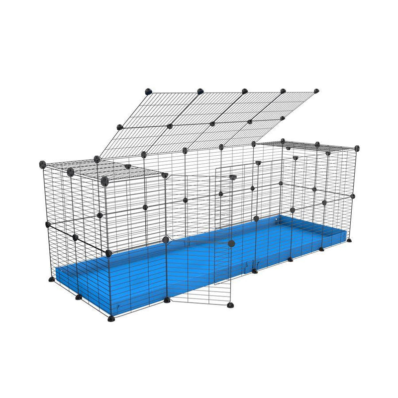 A 6x2 C and C rabbit cage with lid and safe baby grids blue coroplast by kavee UK