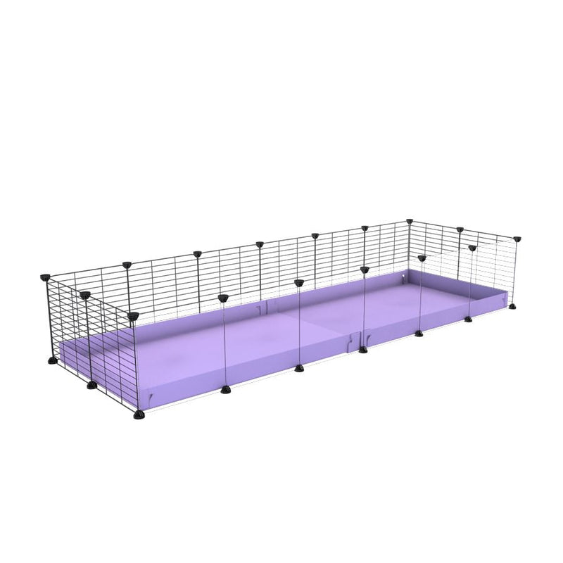 A cheap 6x2 C&C cage with clear transparent perspex acrylic windows  for guinea pig with purple lilac pastel coroplast and baby grids from brand kavee