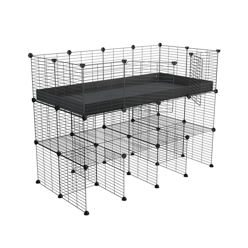 a tall 4x2 C&C guinea pigs cage with a double stand black coroplast and safe small hole grids sold in UK by kavee