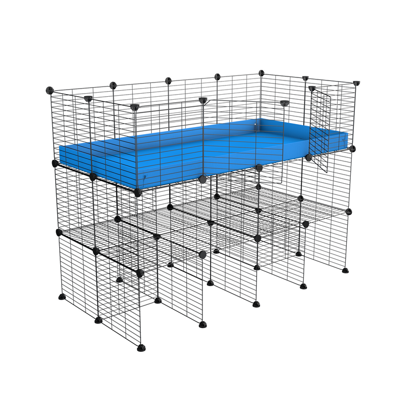 a tall 4x2 C&C guinea pigs cage with a double stand blue coroplast and safe small mesh grids sold in UK by kavee