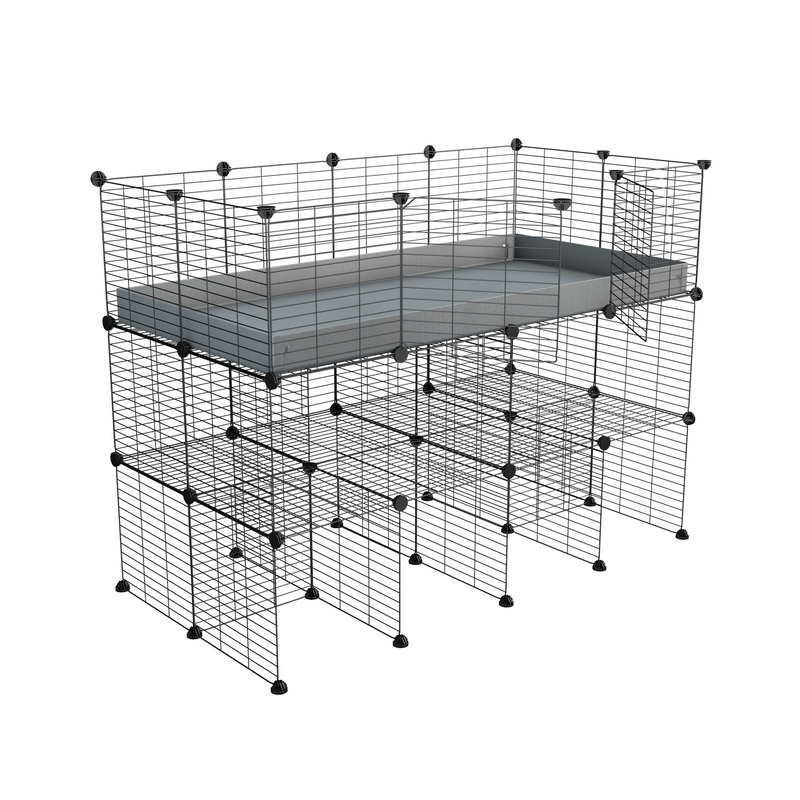 a tall 4x2 C&C guinea pigs cage with a double stand grey coroplast and safe small hole grids sold in UK by kavee