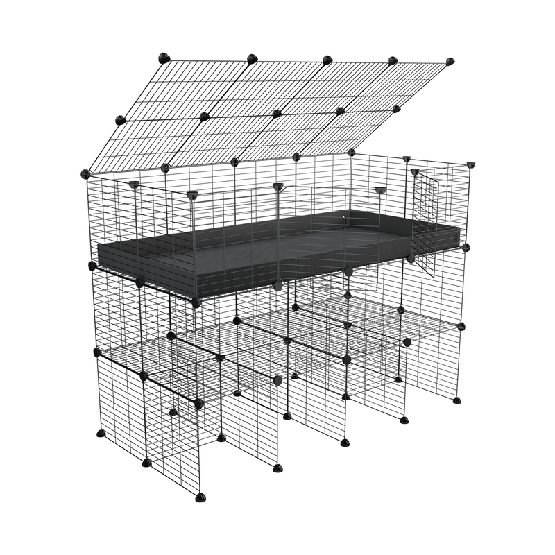A 4x2 kavee C&C guinea pig cage with double stand a top black coroplast made of baby bars safe grids