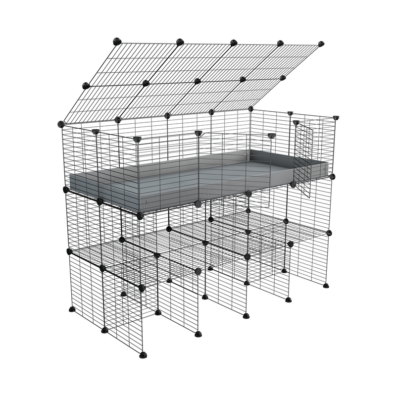A 2x4 kavee C&C guinea pig cage with double stand a lid grey coroplast made of baby bars safe grids