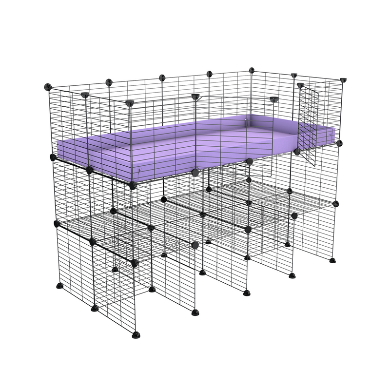 a tall 4x2 C&C guinea pigs cage with a double stand purple coroplast and safe small hole grids sold in UK by kavee