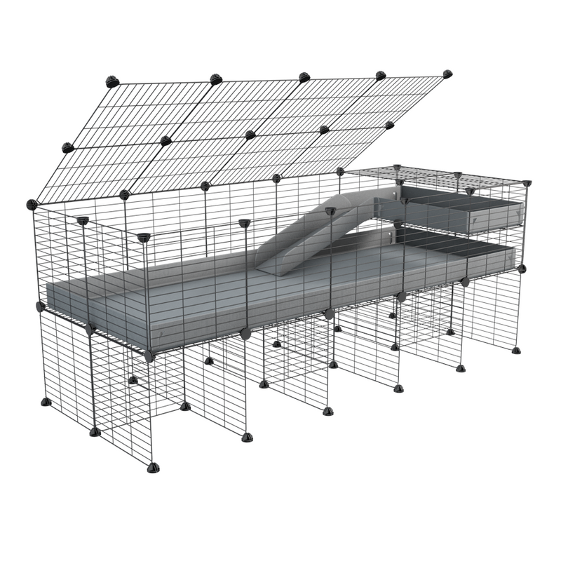 A 2x5 C and C guinea pig cage with stand loft ramp lid small size meshing safe grids grey correx sold in UK