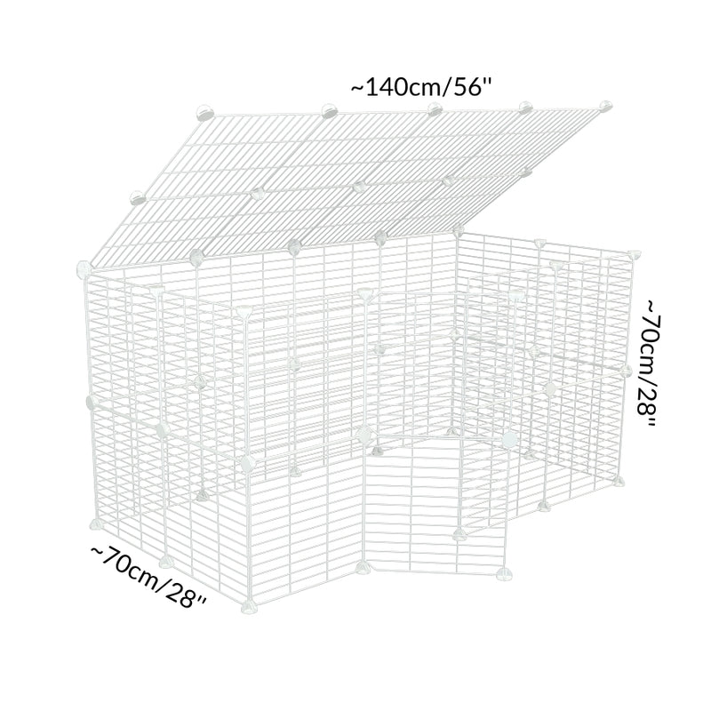 Dimensions of a tall 4x2 outdoor modular playpen with a lid and small hole safe C and C white grids for guinea pigs or Rabbits