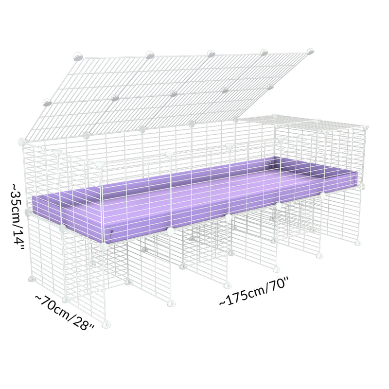 Dimensions of a 5x2 C&C cage for guinea pigs with a stand and a top lilac plastic baby safe white c and c grids by kavee