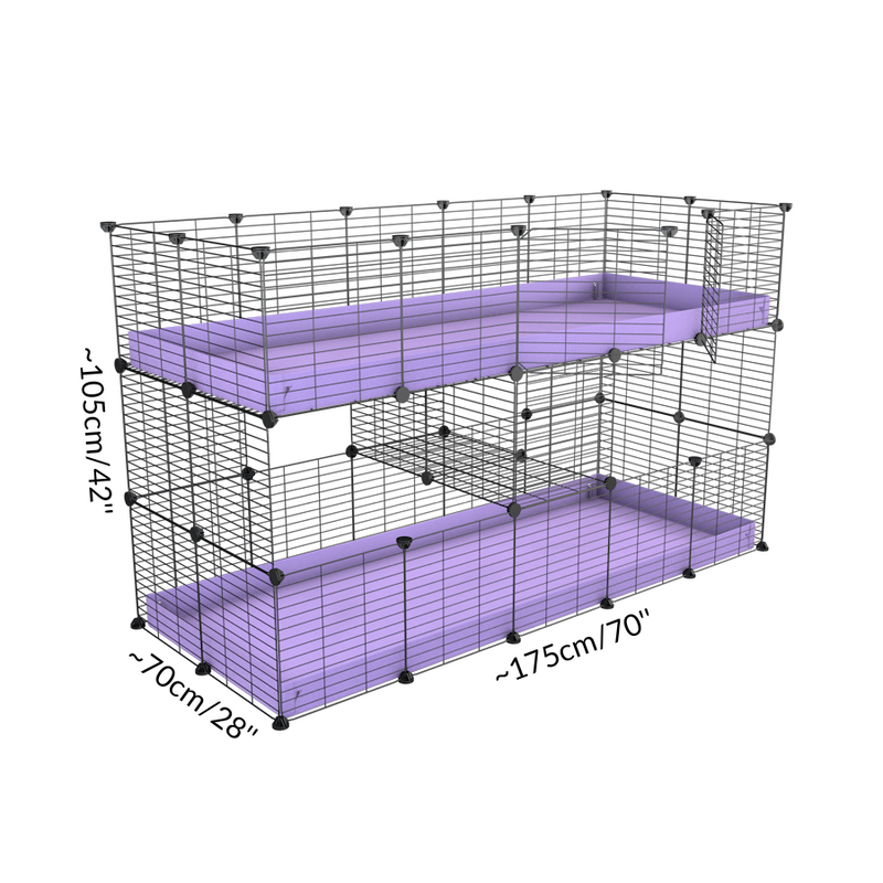 Size of A two tier 5x2 c&c cage for guinea pigs with two levels by brand kavee in the uk