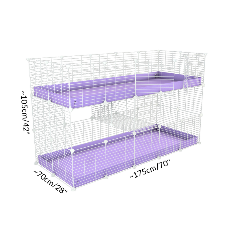 Size of A two tier white 5x2 c&c cage for guinea pigs with two levels by brand kavee in the uk
