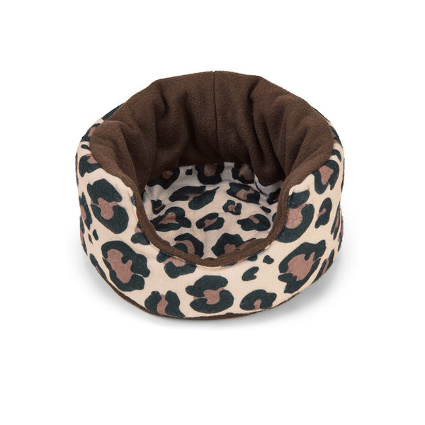 a guinea pig sofa bed cuddle cup in fleece leopard by kavee