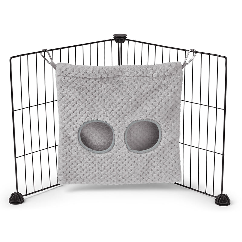  a guinea pig haybag hung on C&C cage made of grey fleece by  kavee 