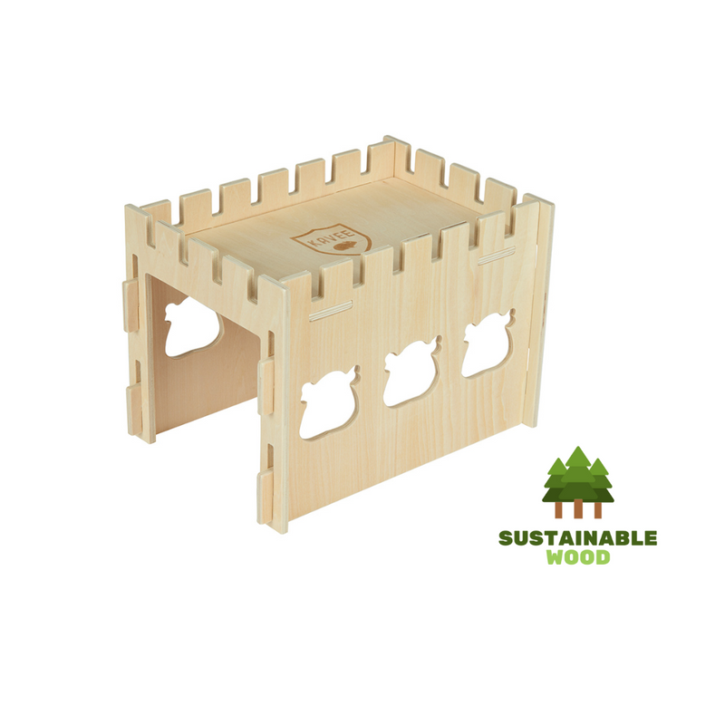 kavee c and c cages fsc wooden guinea pig fort with guinea pig cutout windows and kavee logo