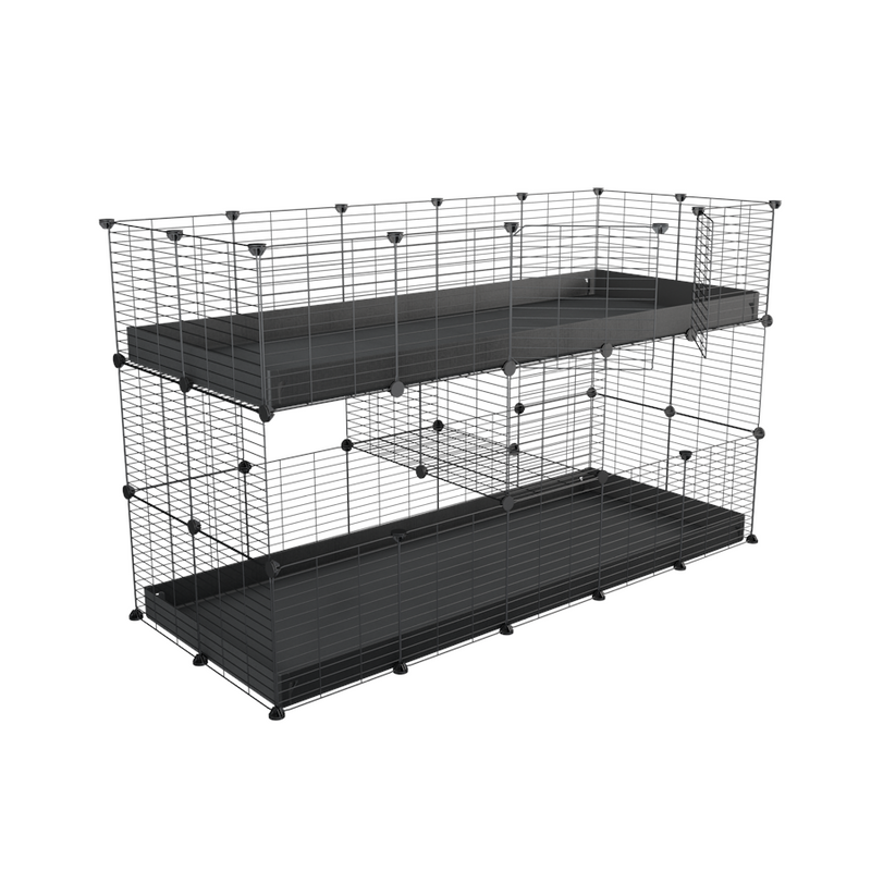 A double 5x2 c&c cage for guinea pigs with two levels black correx baby safe grids by brand kavee in the uk