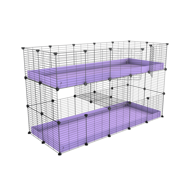 A two tier 5x2 c&c cage for guinea pigs with two levels purple lilac correx baby safe grids by brand kavee in the uk