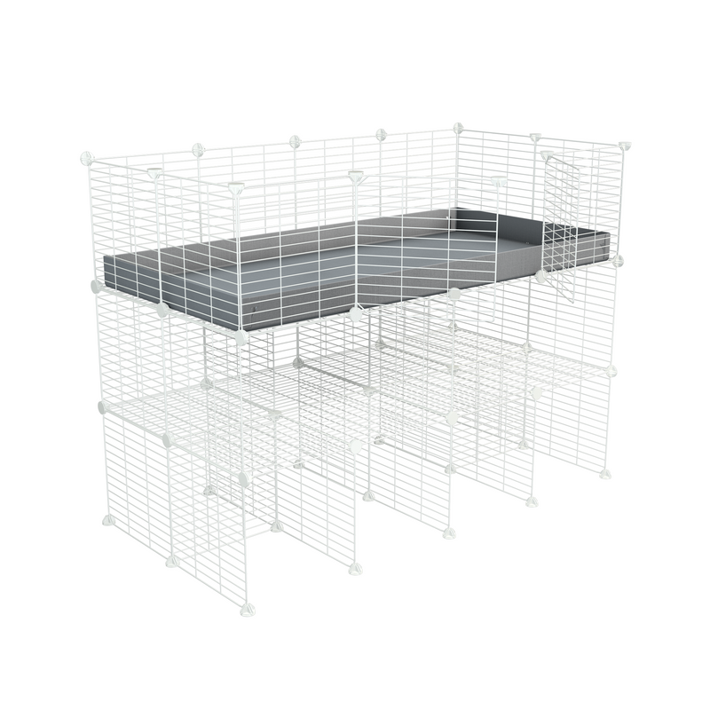 A 2x4 kavee C&C guinea pig cage with double stand grey coroplast made of baby bars safe white C and C grids