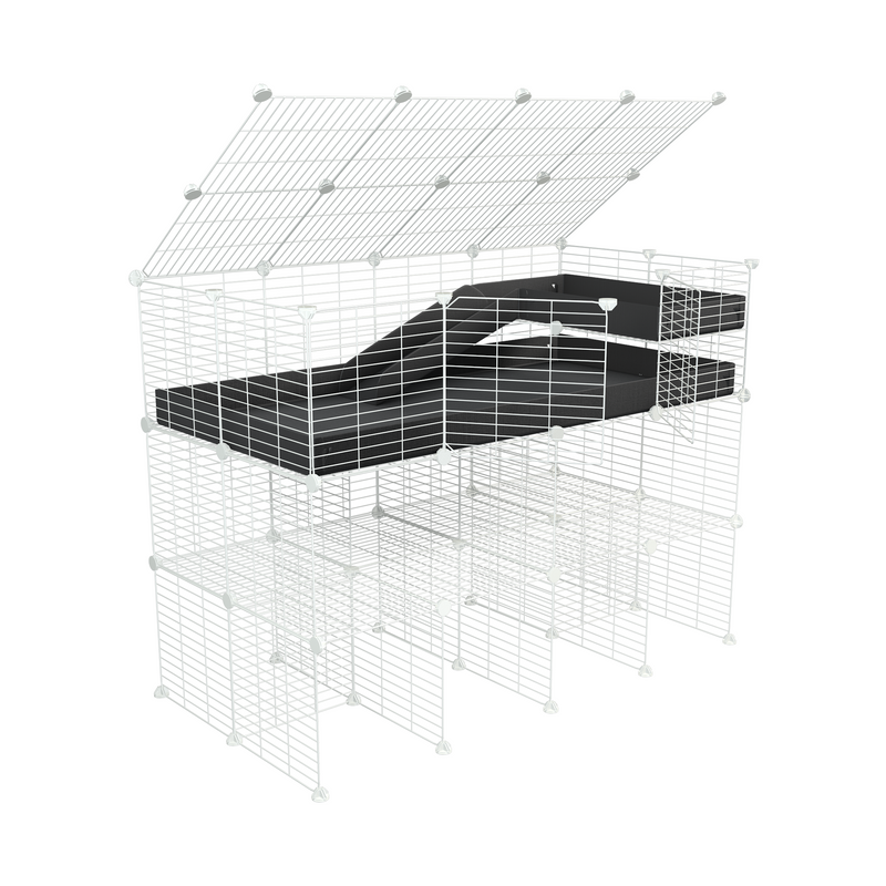 A 4x2 kavee purple C and C guinea pig cage with three levels a loft a ramp a top made of small size hole safe white grids