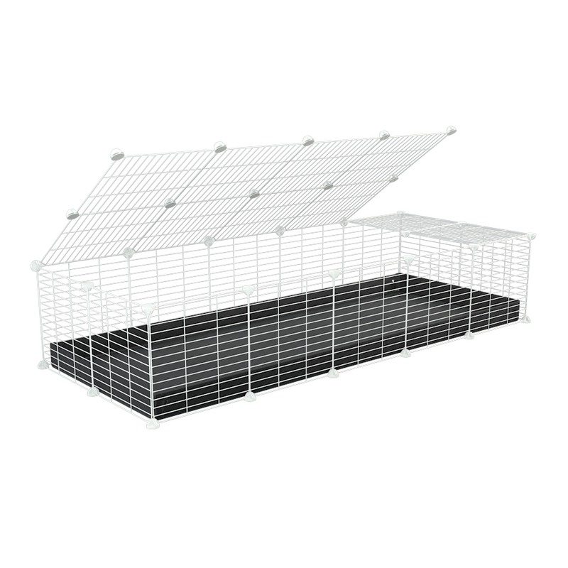 A 2x5 C and C cage for guinea pigs with black coroplast a lid and small hole white grids from brand kavee
