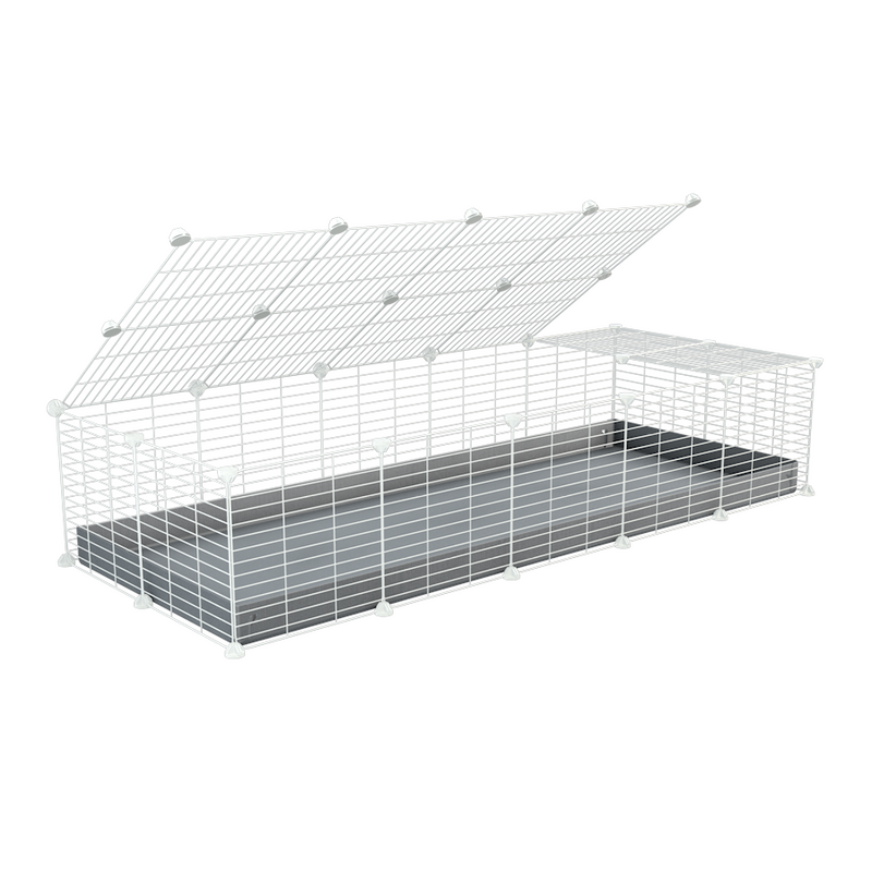 A 2x5 C and C cage for guinea pigs with grey coroplast a lid and small hole white CC grids from brand kavee