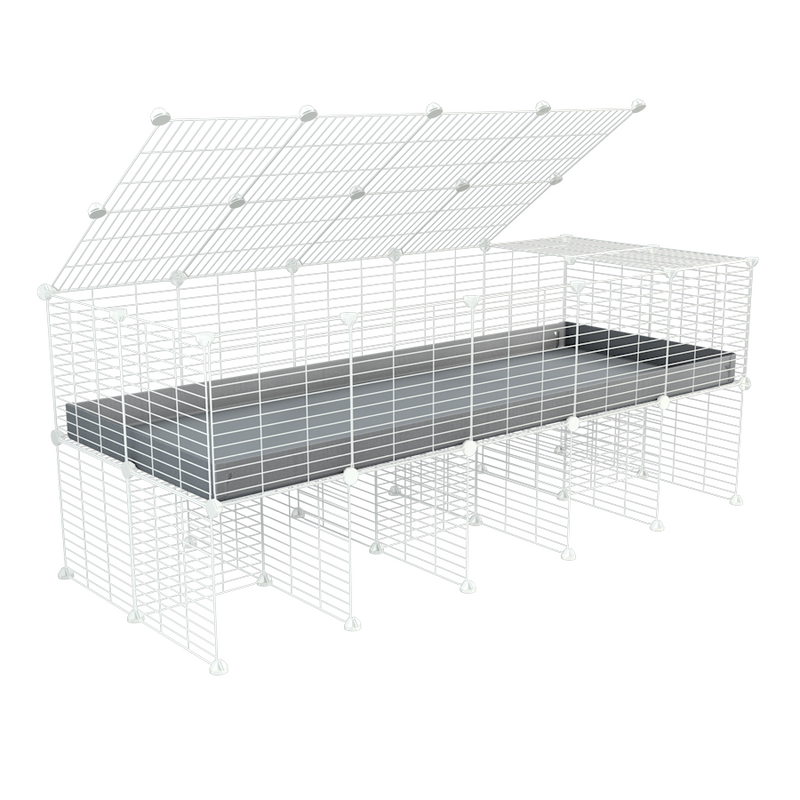a 5x2 C&C cage for guinea pigs with a stand and a top grey plastic baby safe white c and c grids by kavee