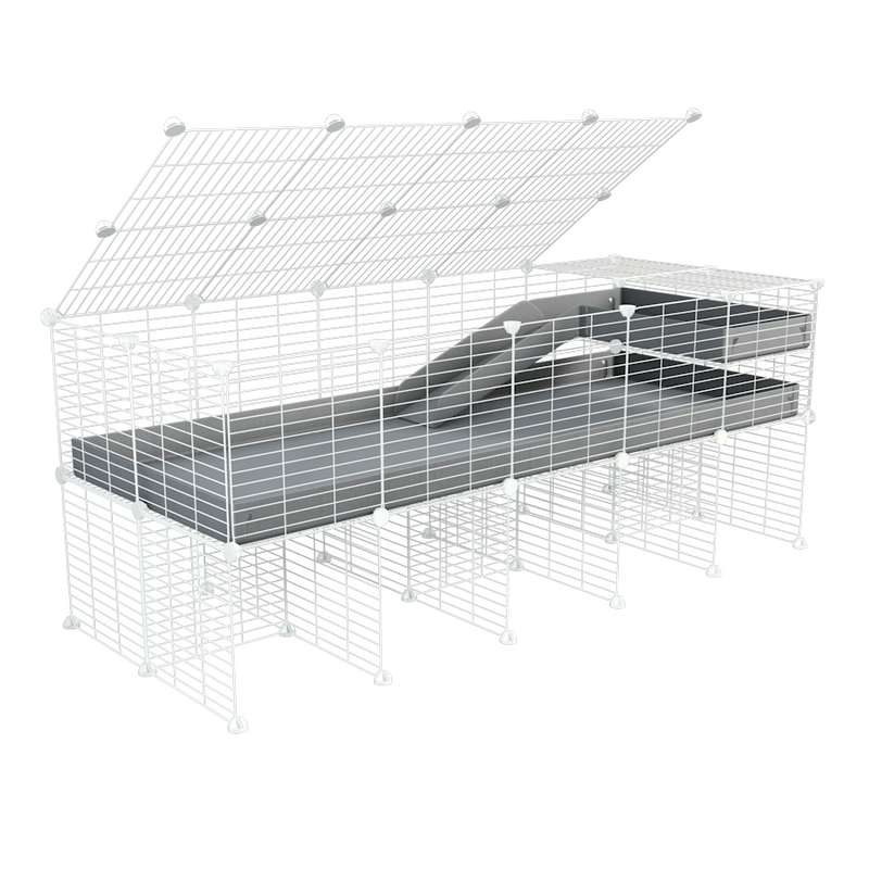 A 2x5 C and C guinea pig cage with stand loft ramp lid small size meshing safe white C&C grids grey correx sold in UK
