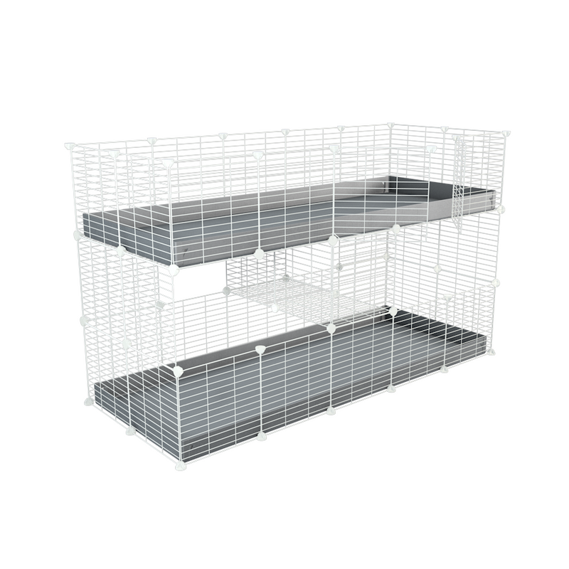 A double white 5x2 c&c cage for guinea pigs with two levels grey correx coroplast by brand kavee in the uk