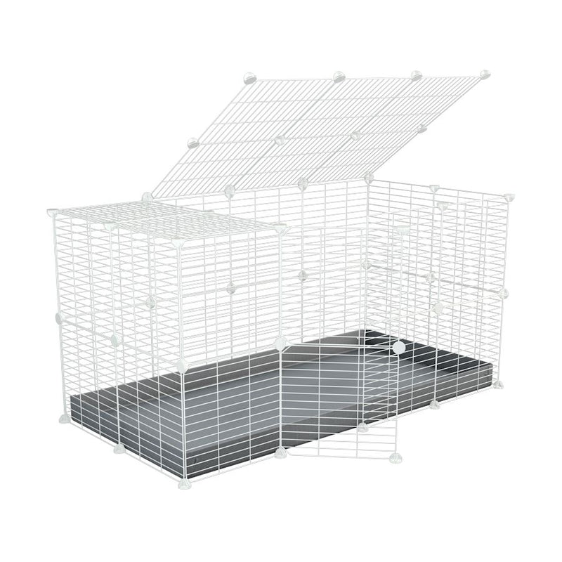 A 4x2 C&C rabbit cage with a lid and safe small meshing baby bars white C&C grids and grey coroplast by kavee UK